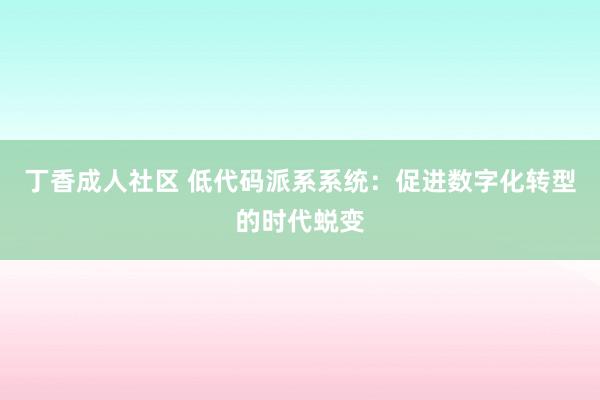 丁香成人社区 低代码派系系统：促进数字化转型的时代蜕变