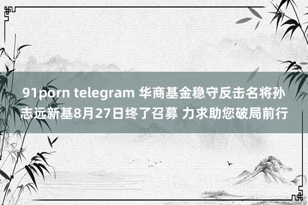 91porn telegram 华商基金稳守反击名将孙志远新基8月27日终了召募 力求助您破局前行